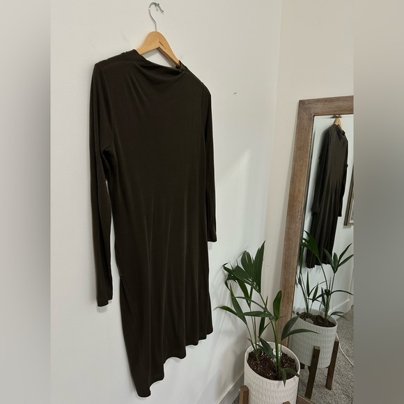 Ted BAKER Neyda Olive Long Sleeve Draped Jersey Knit Dress - Picture 9 of 16